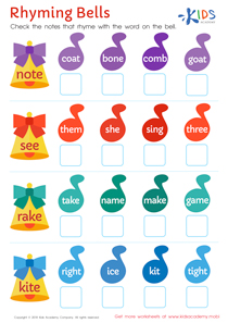 Rhyming Bells Worksheet: Free Printable PDF for Kids